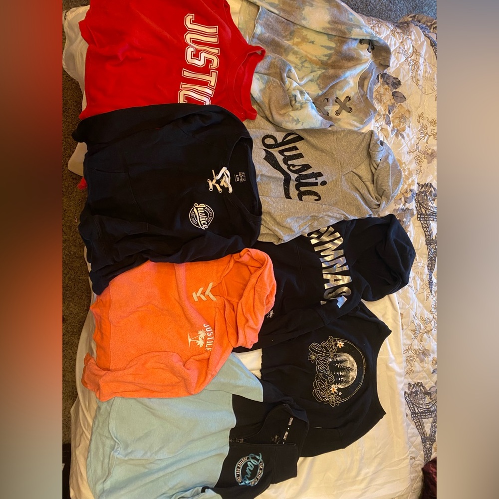 Lot of girls justice sweaters size 7/8-12